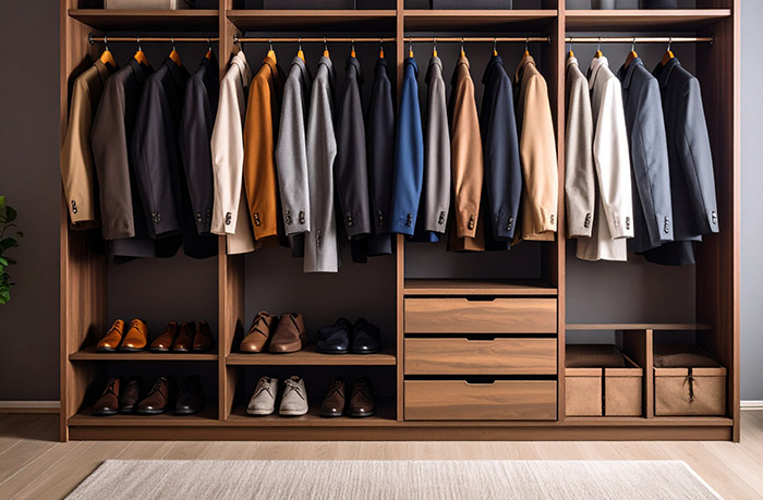 Kleiderschrank voller Sakkos